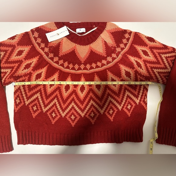 NEW WITH DEFECT True Craft Rustic Red Intarsia Sweater Size XL - Picture 9 of 11